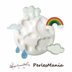 Perlesmania 1 MINI MOULE EN SILICONE NUAGE, GOUTTE, ARC EN CIEL CREATIONS FIMO SCULPEY CERNIT Ref 284445