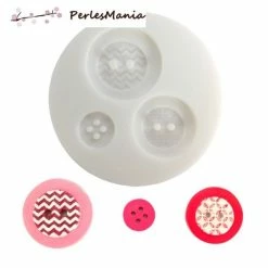 Perlesmania 1 MINI MOULE EN SILICONE BOUTONS GEOMETRIQUES CREATIONS FIMO SCULPEY CERNIT Ref 284440