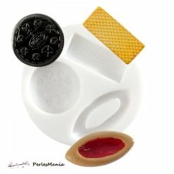 Perlesmania 1 MINI MOULE EN SILICONE BISCUITS ET GAUFRETTE CREATIONS FIMO SCULPEY CERNIT Ref 284421