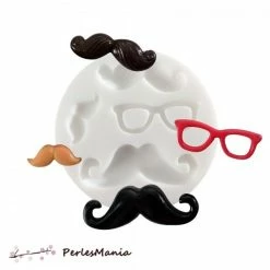 Perlesmania 1 MINI MOULE EN SILICONE MOUSTACHES CREATIONS FIMO SCULPEY CERNIT Ref 284432