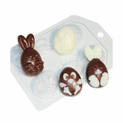 Czech Beads Exclusive Moule 1pc De Bande Dessinée De Lapin Oeuf Lapin Lièvre Et Le Poulet Animaux De Pâques En Plastique De Savo