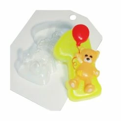 Czech Beads Exclusive Moule 1pc Ours En Peluche Numéro 1 D'Anniversaire D'Enfants De Bébé Célébration En Plastique De Savon La F