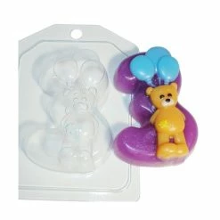 Czech Beads Exclusive Moule 1pc Ours En Peluche Numéro 3 D'Anniversaire D'Enfants De Bébé Célébration En Plastique De Savon La F