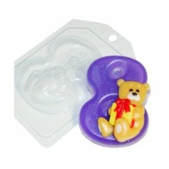 Czech Beads Exclusive Moule 1pc Ours En Peluche Numéro 8 D'Anniversaire D'Enfants De Bébé Célébration En Plastique De Savon La F