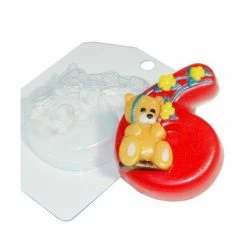 Czech Beads Exclusive Moule 1pc Ours En Peluche Numéro 6 D'Anniversaire D'Enfants De Bébé Célébration En Plastique De Savon La F