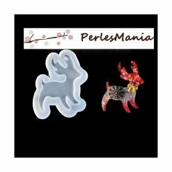 Perlesmania 1 Pendentif MOULE EN SILICONE Renne De Noel Pour Resine Fimo ( S1196082 ) POUR CREATIONS FIMO RESINE