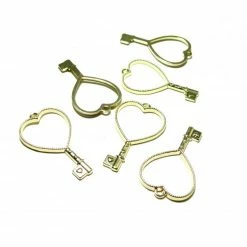 Perlesmania Moule 4 Breloques Pendentifs CLEFS Coeur Doré Pour Création De Resine Ou Fimo HT505G