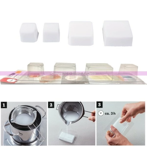 Rayher Kit Moulage Moule à Couler Pour Savon, Résine Et Cire, 4 Formes De Carrés, 3 Cm De Profondeur 2 Rayher Kit Moulage Moule à Couler Pour Savon, Résine Et Cire, 4 Formes De Carrés, 3 Cm De Profondeur – Image 2