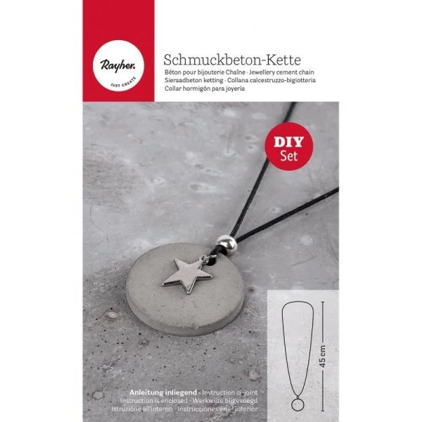 Rayher Kit Moulage Kit De Réalisation De Bijoux En Béton Créatif, 50g De Béton, 1 Moule, Lanière Cuir Et Breloque étoil 1 Rayher Kit Moulage Kit De Réalisation De Bijoux En Béton Créatif, 50g De Béton, 1 Moule, Lanière Cuir Et Breloque étoil