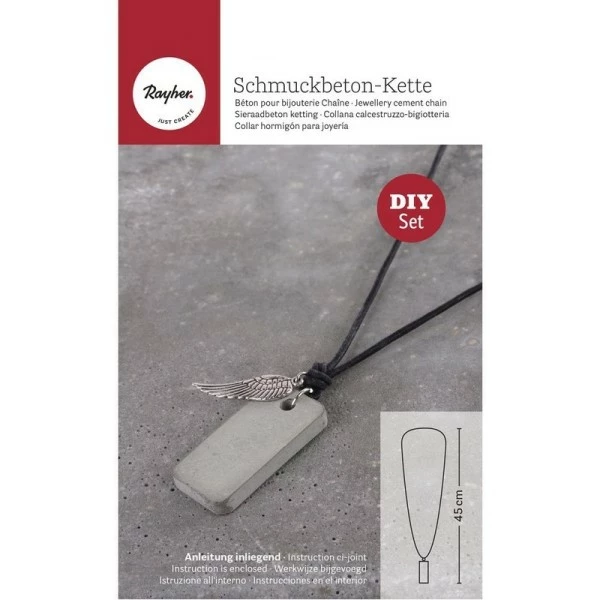 Rayher Kit Moulage Kit De Réalisation De Bijoux En Béton Créatif, 50g De Béton, 1 Moule, Lanière Cuir Et Breloque Aile 1 Rayher Kit Moulage Kit De Réalisation De Bijoux En Béton Créatif, 50g De Béton, 1 Moule, Lanière Cuir Et Breloque Aile