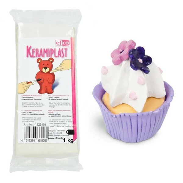 Efco Kit Moulage Pâte à Modeler Effet Terre Cuite Blanche 1 Kg, Séchant à L'air, Keramiplast 1 Efco Kit Moulage Pâte à Modeler Effet Terre Cuite Blanche 1 Kg, Séchant à L'air, Keramiplast