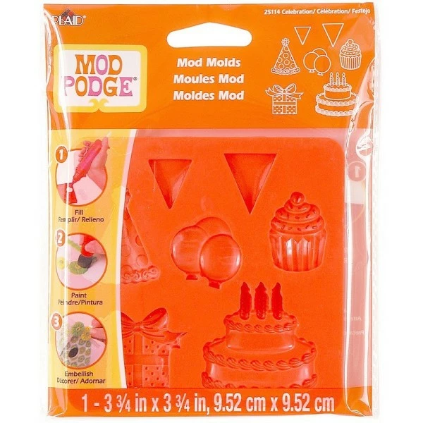 Mod Podge Kit Moulage Moule Mod Mold Célébration, 7 Designs, Planche 95 X 95 Mm En Silicone Extra Flexible Anniversaire 3 Mod Podge Kit Moulage Moule Mod Mold Célébration, 7 Designs, Planche 95 X 95 Mm En Silicone Extra Flexible Anniversaire – Image 3