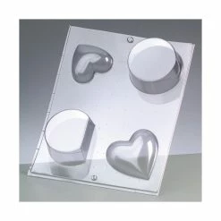 Efco Kit Moulage Moule à Couler Pour Résine, Cire, Savon, 4 Formes: Coeur Et Ronds, 6cm à 10 Cm