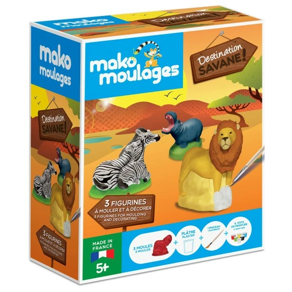 Mako Creations Moulage Enfant Coffret Moulages En Plâtre - Destination Savane - 3 Moules 1 Mako Creations Moulage Enfant Coffret Moulages En Plâtre - Destination Savane - 3 Moules