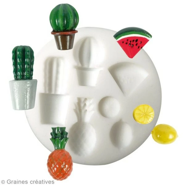 Graine Créative Moule Fimo Mini Moule En Silicone - Exotique - 7 Cm De Diamètre - 6 Formes 2 Graine Créative Moule Fimo Mini Moule En Silicone - Exotique - 7 Cm De Diamètre - 6 Formes – Image 2