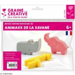Graine Créative Moule Savon Moule à Savons Fantaisie - Animaux De La Savane - 3 Pcs