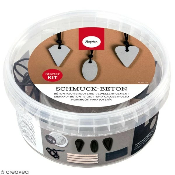 Rayher Kit Créatif Pour Béton Kit De Démarrage Béton Pour Bijoux - 3 Colliers 1 Rayher Kit Créatif Pour Béton Kit De Démarrage Béton Pour Bijoux - 3 Colliers