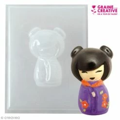 DTM Mini Moule Thermoformé Kokeshi Chignons - 3,5 X 5,5 Cm