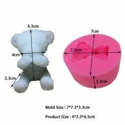 Czech Beads Exclusive 1 Pc Dire Pas Mal Ours En Peluche 3D Silicone Savon Moule Argile Gypse Moule Uv Résine Cire Bougie C