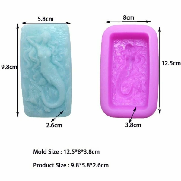 Czech Beads Exclusive 1pc Sirène Avec Poissons 3D Silicone Savon Moule Argile Gypse Moule Uv Résine Cire Bougie Chocolat G 2 Czech Beads Exclusive 1pc Sirène Avec Poissons 3D Silicone Savon Moule Argile Gypse Moule Uv Résine Cire Bougie Chocolat G – Image 2