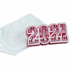 Czech Beads Exclusive Moule 1pc Noël, Nouvel An, Design Scandinave Tricoté 2021 Numéro Savon En Plastique, Chocolat, Gypse, Moul