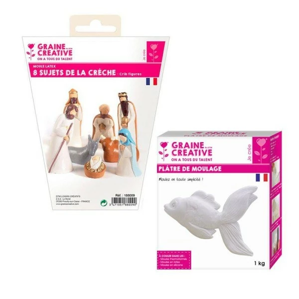 Graine Créative 8 Moules En Latex Santons - Crèche De Noël + Plâtre 1 Kg 1 Graine Créative 8 Moules En Latex Santons - Crèche De Noël + Plâtre 1 Kg