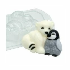 Czech Beads Exclusive Moule 1pc Dessins Kawaii Animaux Bébé Ours Pingouin Amis Les Animaux En Plastique De Savon La Fabrication