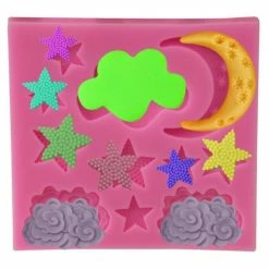 Czech Beads Exclusive Moule De Doux Rêves De La Nuit En Demi Lune, Les Étoiles De L'Air, De La 3D En Silicone De Chocolat Savon