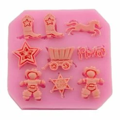 Czech Beads Exclusive Moule Star Bottes De Cheval De Cow-boy De L'Ouest Sauvage Les Enfants, 3D En Silicone De Chocolat Savon Gâ