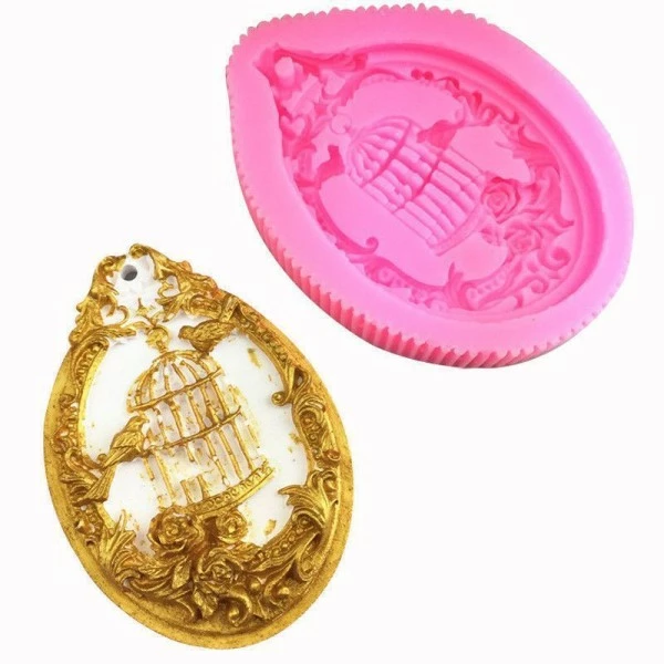 Czech Beads Exclusive Moule Baroque De Luxe Cage D'Oiseau Pendentif Décoration, 3D En Silicone De Chocolat Savon Gâteau, Fondant 1 Czech Beads Exclusive Moule Baroque De Luxe Cage D'Oiseau Pendentif Décoration, 3D En Silicone De Chocolat Savon Gâteau, Fondant