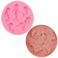 Czech Beads Exclusive Moule Sirène Filles Dauphins, 3D En Silicone De Chocolat Savon Gâteau, Fondant Gâteau, L'Argile De Résine,