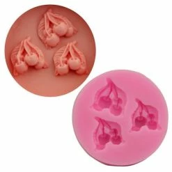Czech Beads Exclusive Moule 3 Cherry Rameaux à Fruits De Maison De Poupée Fée De La Nourriture, De La 3D En Silicone De Chocolat