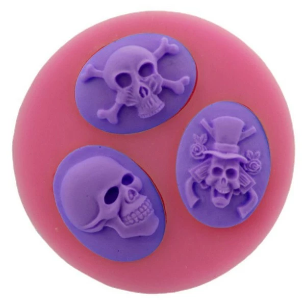 Czech Beads Exclusive Moule 3 Crâne Ovale Camée Cabochon Steampunk Halloween, 3D En Silicone De Chocolat Savon Gâteau, Fondant G 1 Czech Beads Exclusive Moule 3 Crâne Ovale Camée Cabochon Steampunk Halloween, 3D En Silicone De Chocolat Savon Gâteau, Fondant G