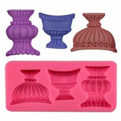 Czech Beads Exclusive Moule 3 Vase à Fleur En Camée Cabochon Décor, 3D En Silicone De Chocolat Savon Gâteau, Fondant Gâteau, L'A
