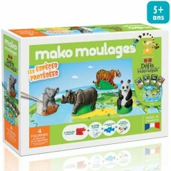 Mako Creations Moulage Enfant Coffret Moulage En Plâtre - Les Espèces Protégées - 4 Pcs